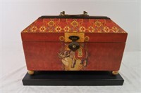 Painted Wooden Box on Stand