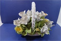 Italian made Ceramic Vase&Flowers(1 broken petal)