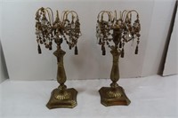 Pr. Ornate Brass&Glass Candlesticks