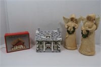Ceramic House-Dept.56& Nativity Scene,2 Angels