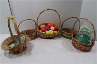 Easter Baskets wPlastic Eggs & Straw