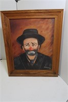 Framed Painting of Clown-19x23"