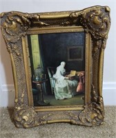 Portrait of Lady in Gilded Frame(cracked)-signed