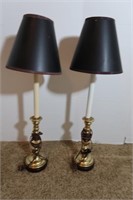 Pr Brass Table Lamps-25"H