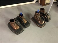 2 prs bronze baby shoe bookends