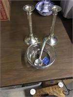 International Silver candlesticks/mayonnaise bowl