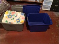 2 TUBS WITH COVERS AND CONTENT