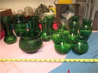 Vintage Green Glass Vases - Some Sets