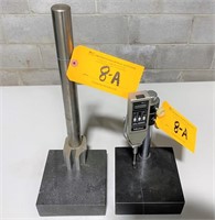 (2) GRANITE INDICATOR STANDS w/ (1) MITUTOYO