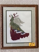 CROSS STITCHED FRAMED CHRISTMAS PICTURE