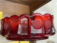 RED RUBY COIN GLASS OVAL BOWL