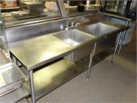 Stainless Station with sinks and undershelf