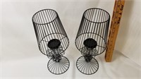 2 Tall Metal Wire Candle Holders