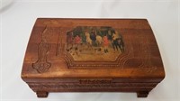 Antique Wooden Box - Horses, Riders & Dogs