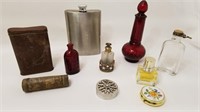 Vintage Bottles, Boxes & Flask Lot