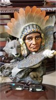 Indian Wolf & Eagle Statue 12" T