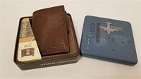 Fossil Leather Wallet Brown In Case