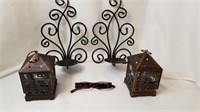 2 Sets of Candle Holders - Heavy Steel Scrolls &