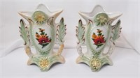 2 Luster Ware Floral Vases - Brazil