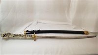 White Dragon Samurai Sword w Black Sheath