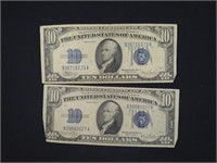 (2) US $10 SILVER CERTIFICATES
