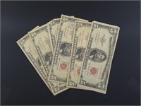(6) US $5 NOTES: 5 SERIES 1963, 1 SERIES 1953