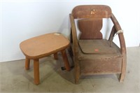 CHILD-SIZE CHAIR AND STOOL