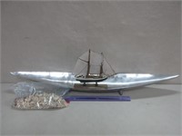 BOUCLAIR SILVER TRAY WITH SAILBOAT & SHELLS
