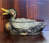 Antique Cold Painted Duck Match Holder
