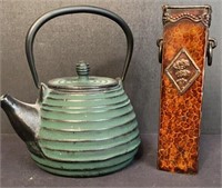 Japanese Cast Iron Tea Kettle Signed Vase