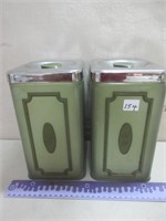 1970S METAL HARVEST GREEN CANNISTERS