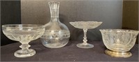 Four Etched Glass Lot