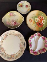 Five Piece Floral Porcelain Plates