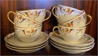 Six Haviland Limoges Cups and Saucers