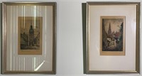 Two Pencil Signed Etchings Freiburg Germany
