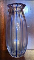 Blue Striped Art Glass Vase