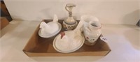 Box Lot of Chicken, Vase and More