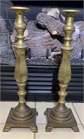 Large Pair Brass Candlesticks