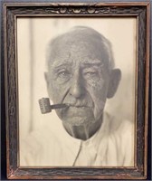 Grandpa and His Pipe Photograph Antique Frame