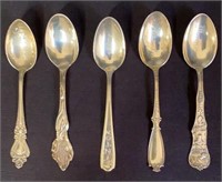 Five Sterling Silver Indiana Related Spoons