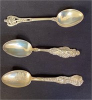 Art Nouveau Fancy Sterling Silver Souvenir Spoons