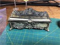 Ornate silver plate dresser box