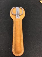 Scissors and file in leather holder