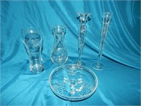 Elegant La Flo Cut Glass Bud Vase & more
