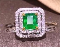0.7 carat natural Colombian emerald ring