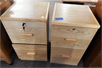 Pair of Matching Oak File Cabinets with keys