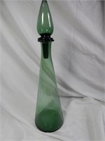 Mid Century Blenko Glass Emerald Green Decanter 17