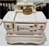 McCoy Stove Cookie Jar - white with gold accents
