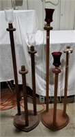 Wood candle sticks, varied heights