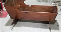 Wood hand made baby cradle, antique
